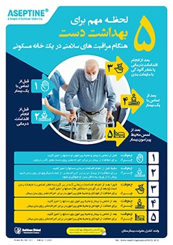 پوستر کاور 5 لحظه بهداشت دست هنگام مراقبت های سلامتی در یک خانه مسکونی