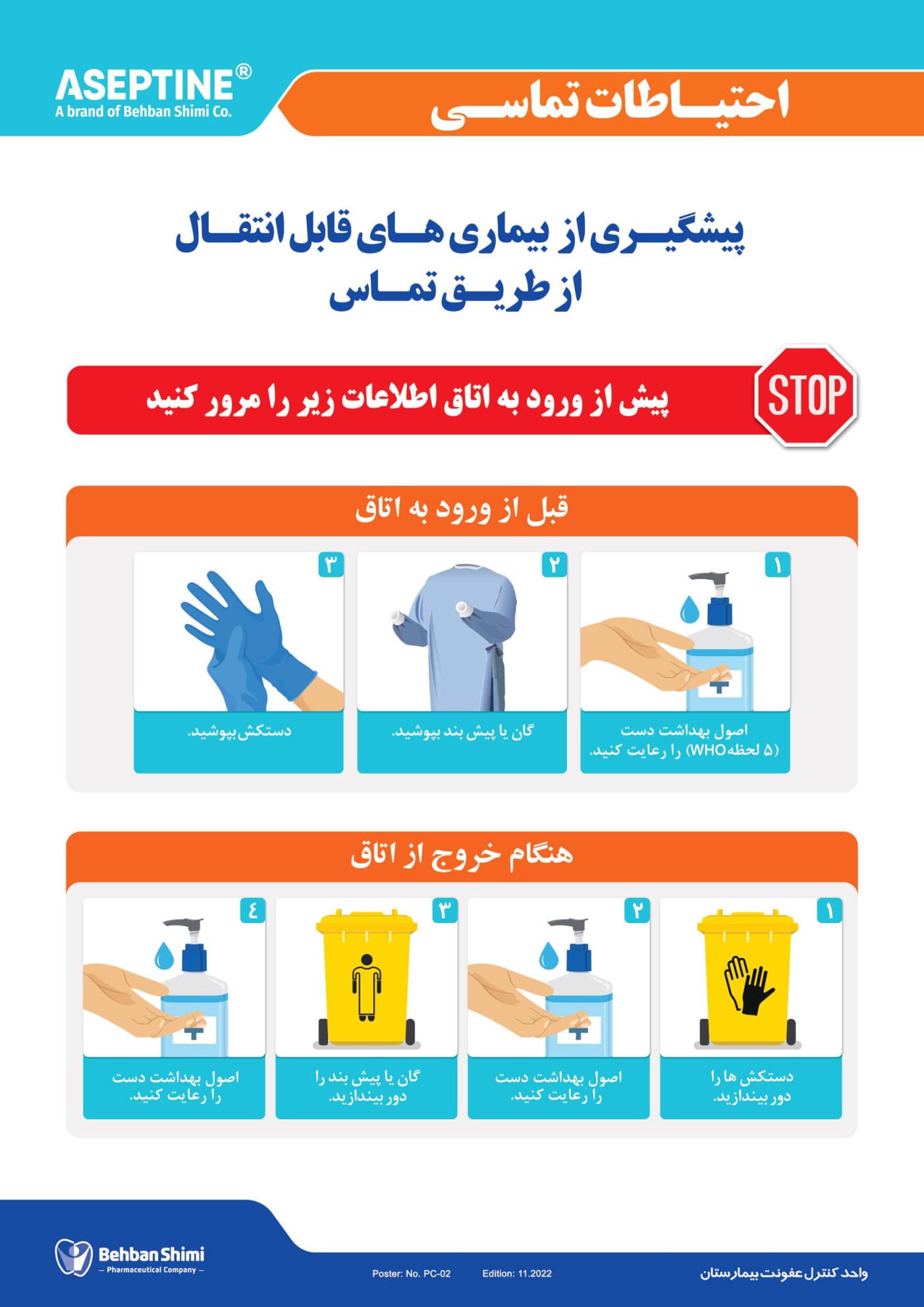 پوستر احتیاطات تماسی